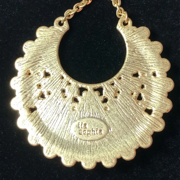 Lia Sophia Gold Earrings with Olive stones - Picture 3 of 5